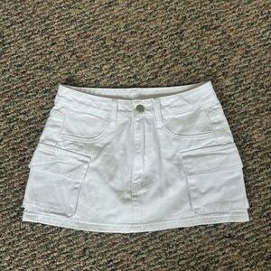 White Mini Skirt with Pockets